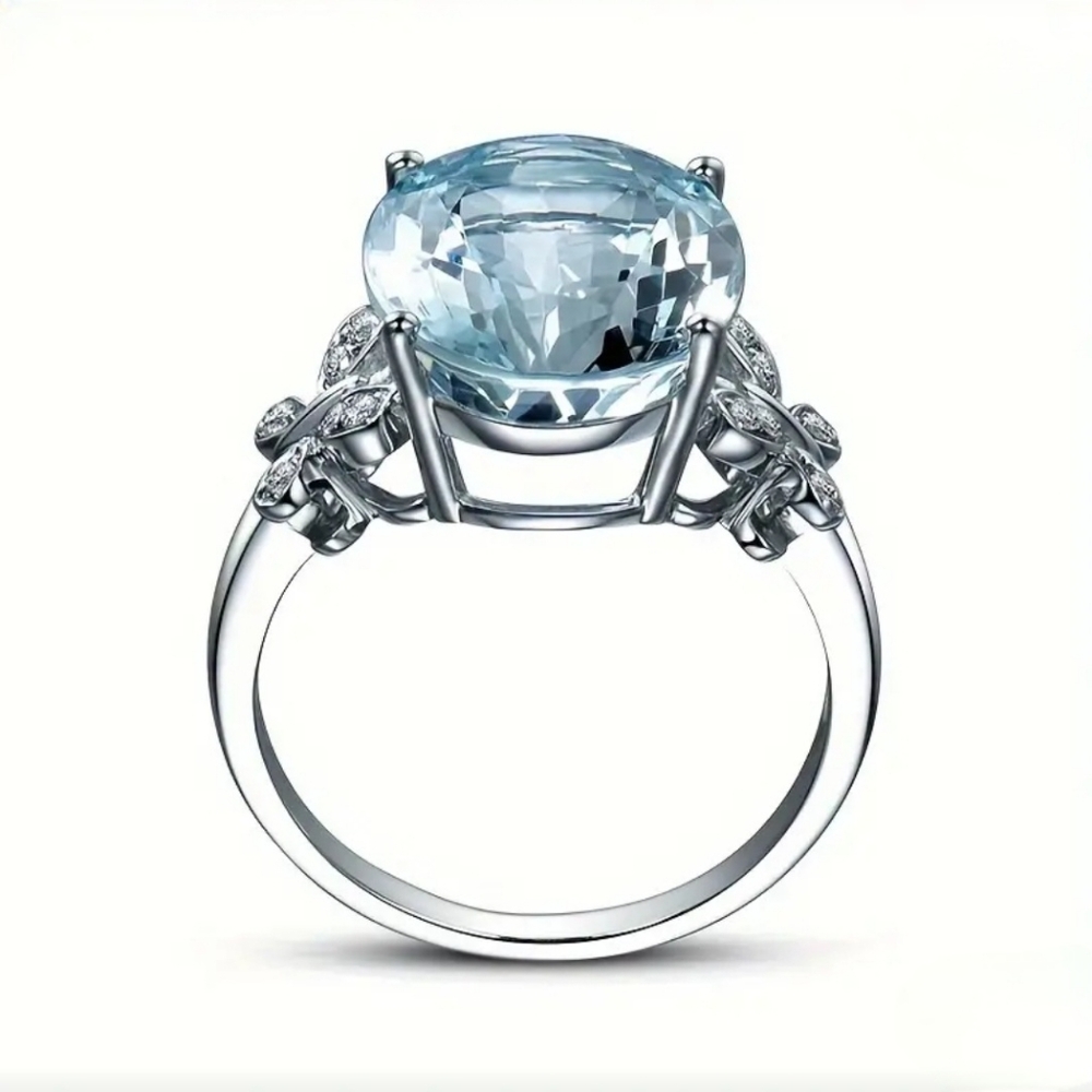 Butterfly 5 carat Aquamarine Ring 925 silver Nwt - Picture 5 of 12